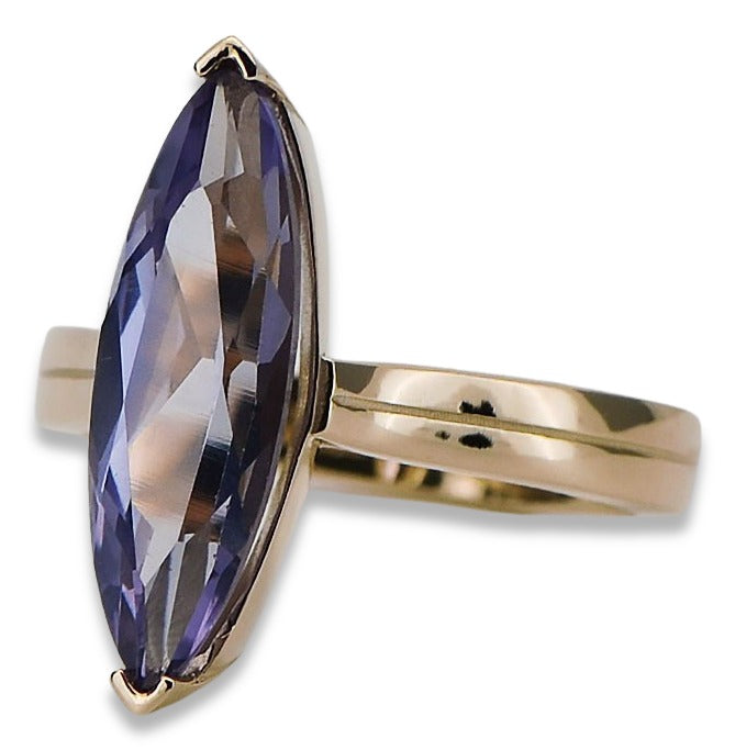 Vintage Alexandrite Ring in 14K Rose Gold (crc010r-ax) — close-up of the stone and setting