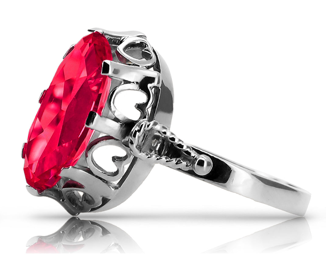 Vintage Ruby Ring in Sterling Silver (vrc134s-rb) — side view showing the setting