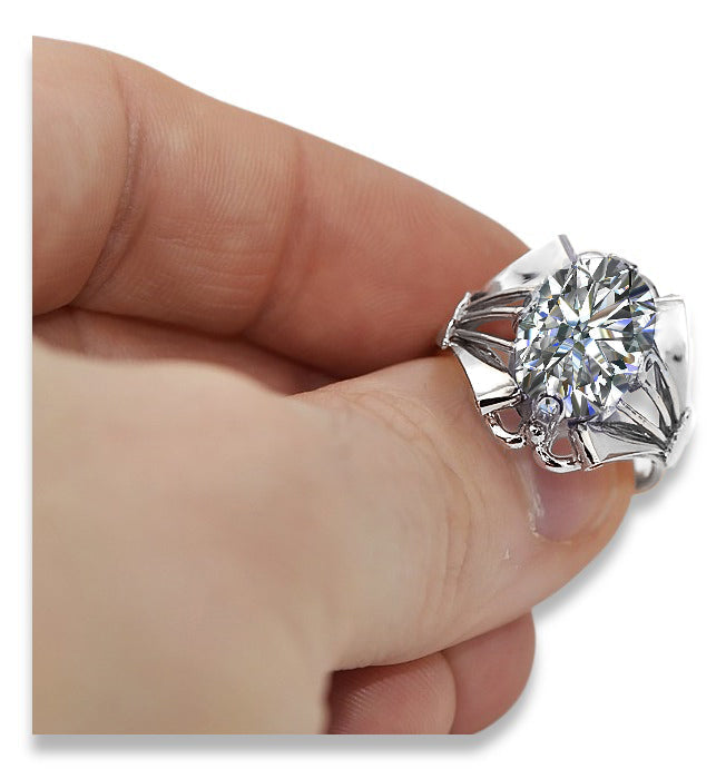 Vintage Zircon Cubic Ring in Sterling Silver (vrc015s-zi) — close-up of the hallmark on the inner band