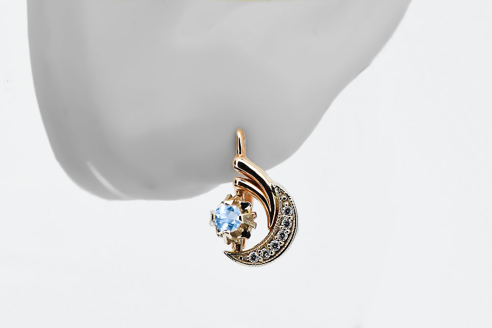Vintage Aquamarine Earrings in 14K Rose & White Gold (vec093rw-aq) — side view showing the setting