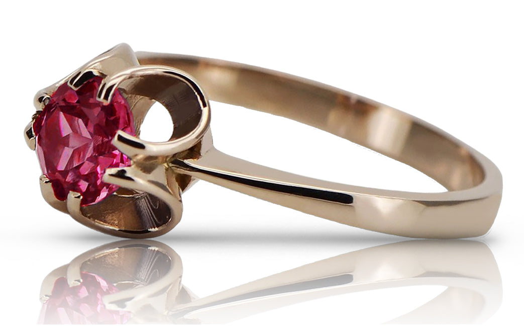 Vintage Ruby Ring in 14K Rose Gold (vrc348r-rb) — side view showing the setting
