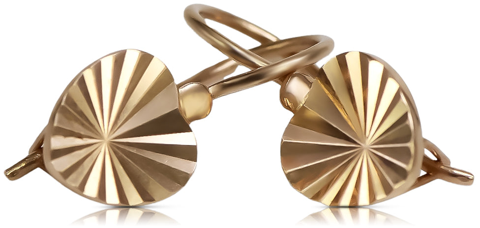 Vintage Leaf Earrings in 14K Rose Gold (ven113) — full view of the piece