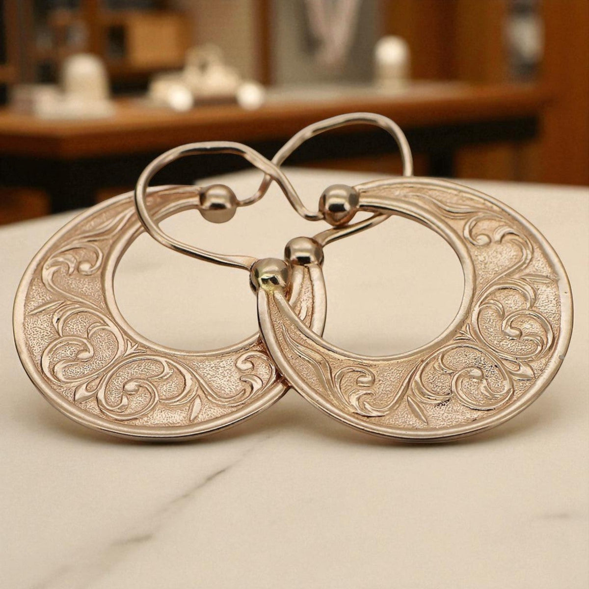 Vintage Gipsy Earrings in 14K Rose Gold (ven050r)