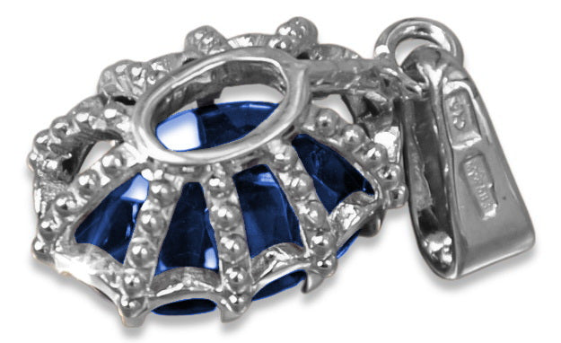 Vintage Sapphire Pendant in Sterling Silver (vpc008s-sp)