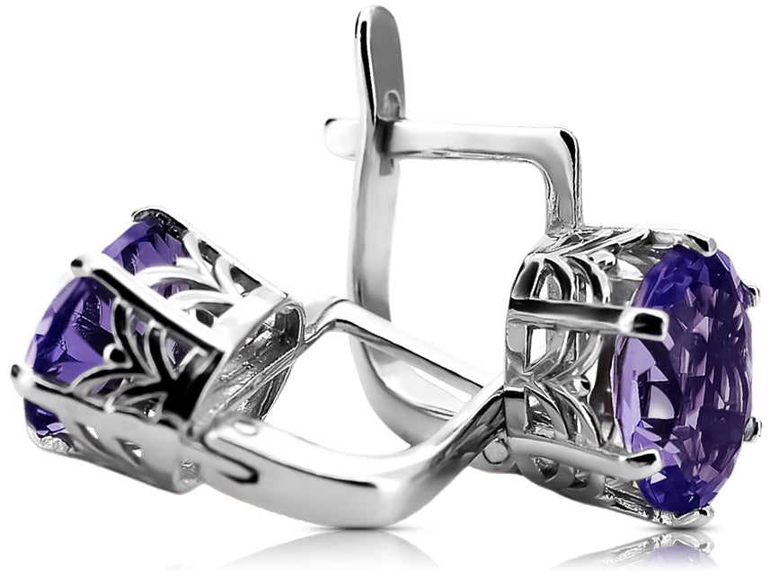 Vintage Alexandrite Earrings in Sterling Silver (vec003s-ax)