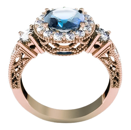 Vintage Aquamarine Ring in 14K Rose Gold (crc003r-aq)