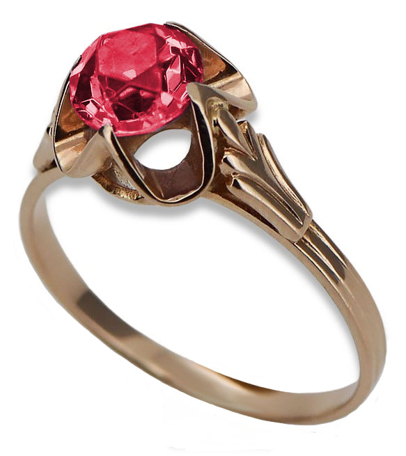 Vintage Ruby Ring in 14K Rose Gold (vrc023r-rb) — back view with the clasp
