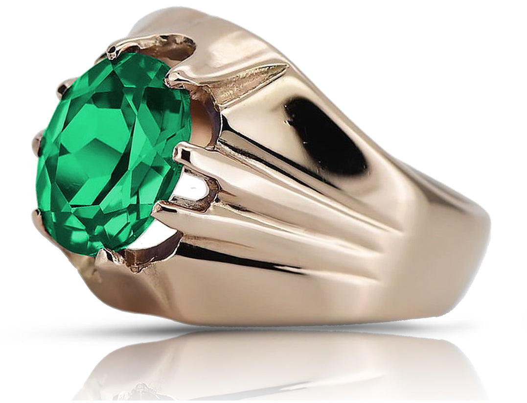 Vintage Emerald Ring in 14K Rose Gold (vrc016r-em) — full view of the piece