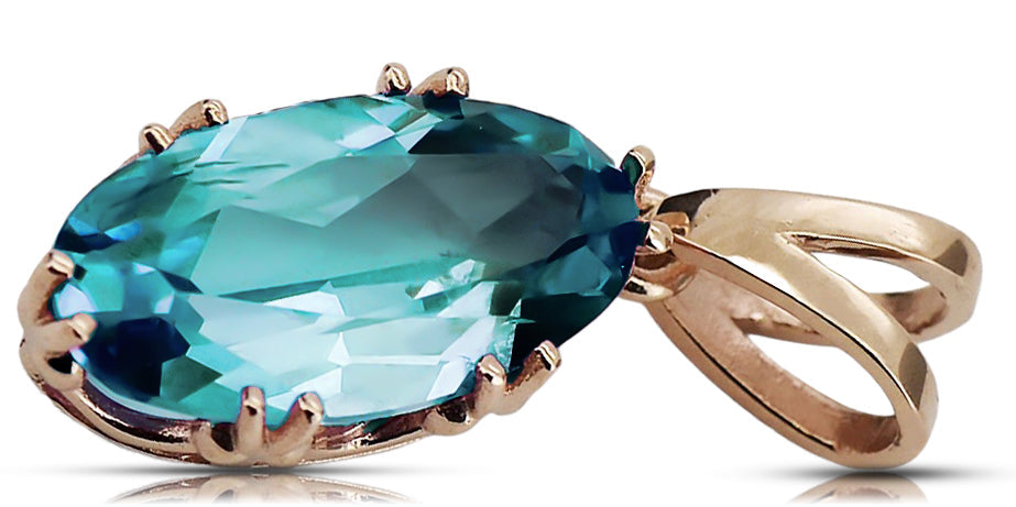 Vintage Aquamarine Pendant in 14K Rose Gold (vpc019r-aq) — full view of the piece