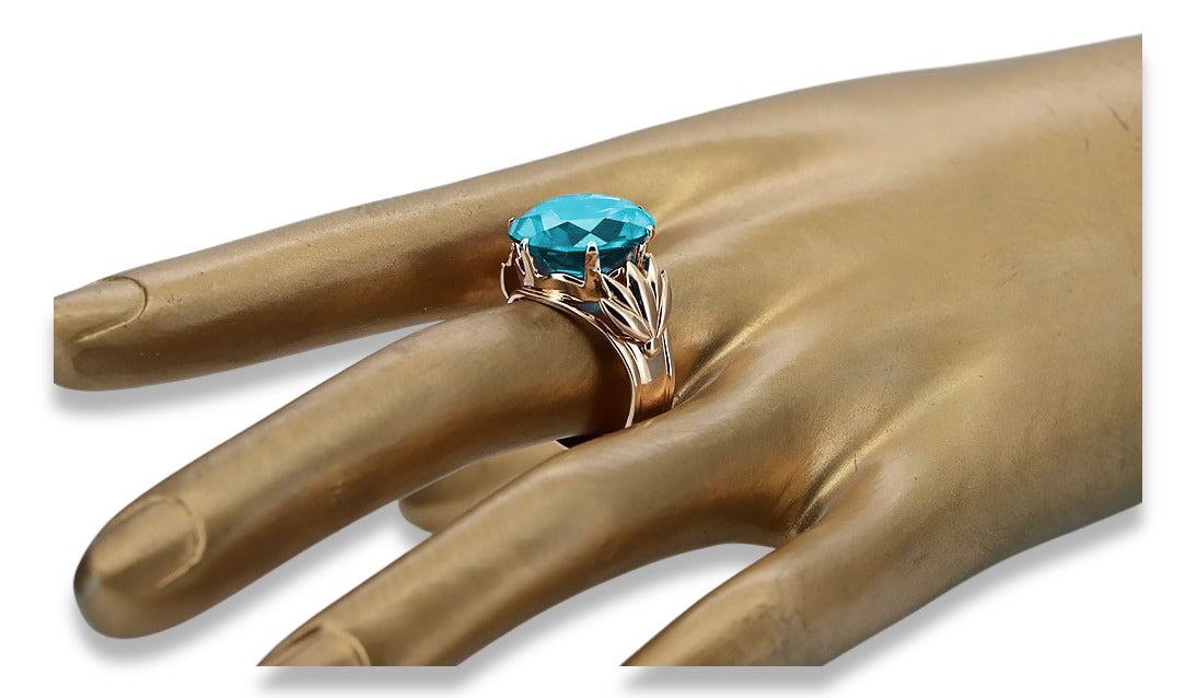 Vintage Aquamarine Ring in 14K Rose Gold (vrc029r-aq) — close-up of the hallmark on the inner band