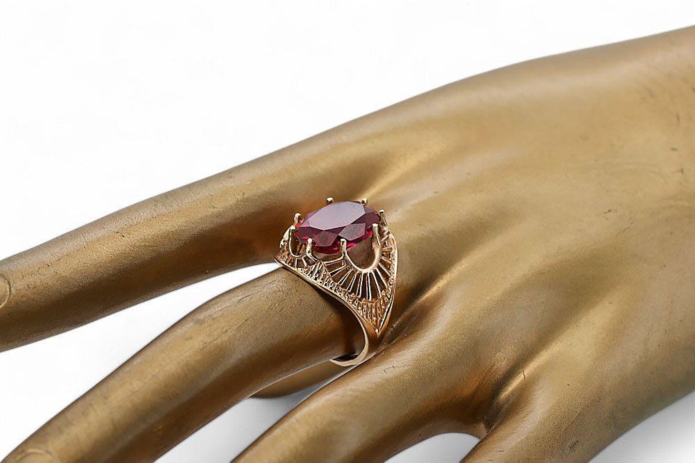 Vintage Ruby Craft Ring in 14K Rose Gold (vrc003r-rb) — side view showing the setting
