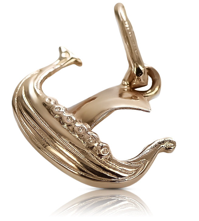 Vintage Boat Pendant in 14K Rose Gold (vpn044) — close-up of the hallmark on the inner band