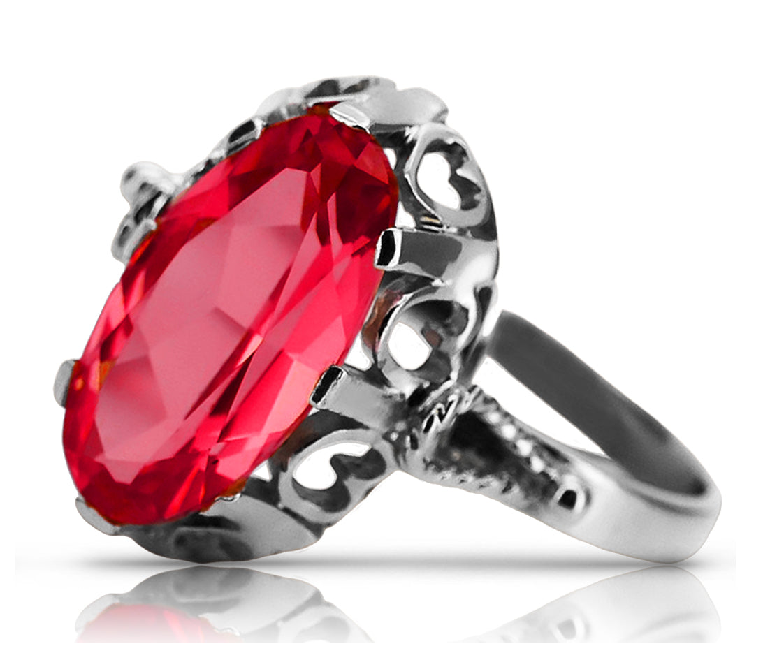 Vintage Ruby Ring in Sterling Silver (vrc134s-rb) — full view of the piece