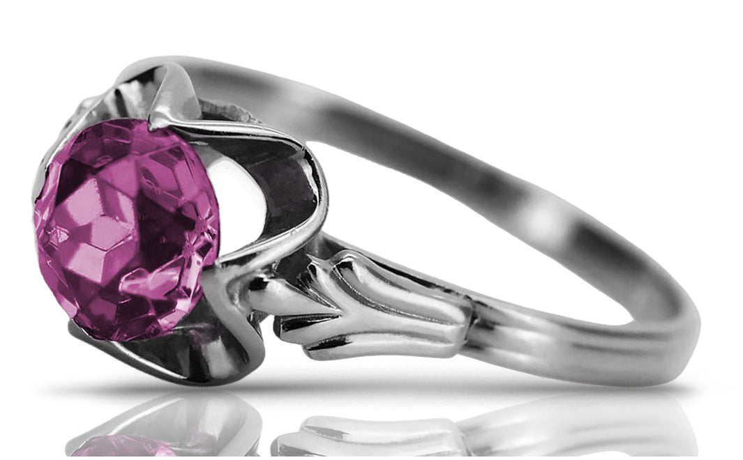 Vintage Amethyst Ring in Sterling Silver (vrc023s-am)