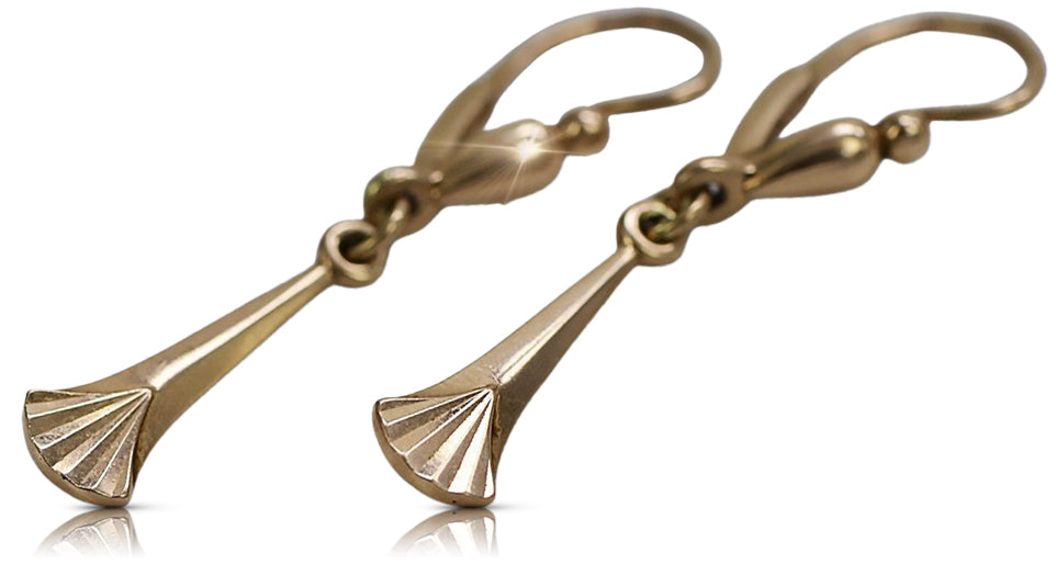 Vintage Hanging Earrings in 14K Rose Gold (ven160) — full view of the piece