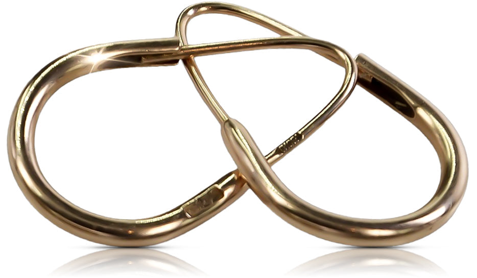 Vintage Hoops Earrings in 14K Rose Gold (ven021) — close-up of the stone and setting