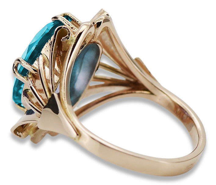 Vintage Aquamarine Ring in 14K Rose Gold (vrc015r-aq) — side view showing the setting