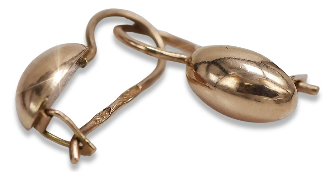 Vintage Pear Earrings in 14K Rose Gold (ven101) — close-up of the hallmark on the inner band