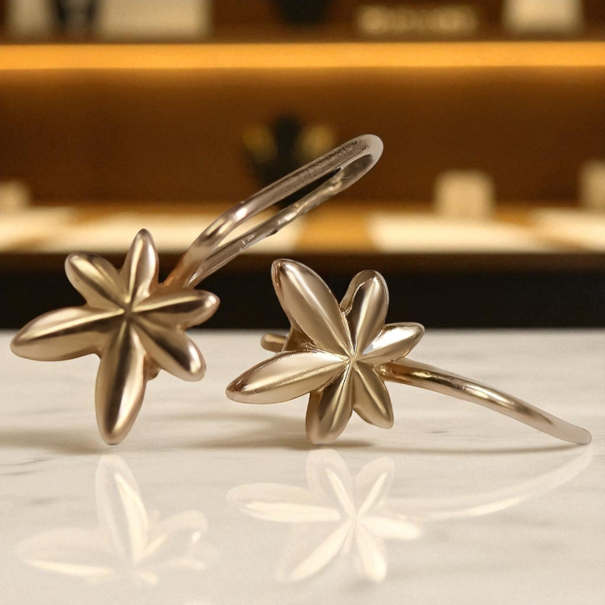 Vintage Leaf Earrings in 14K Rose Gold (ven118)