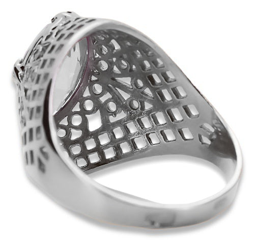 Vintage Zircon Ring in Sterling Silver (vrc030s-zi) — close-up of the hallmark on the inner band
