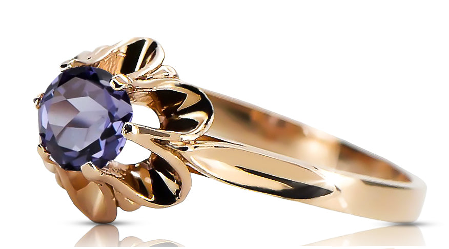 Vintage Alexandrite Ring in 14K Rose Gold (vrc004r-ax) — back view with the clasp