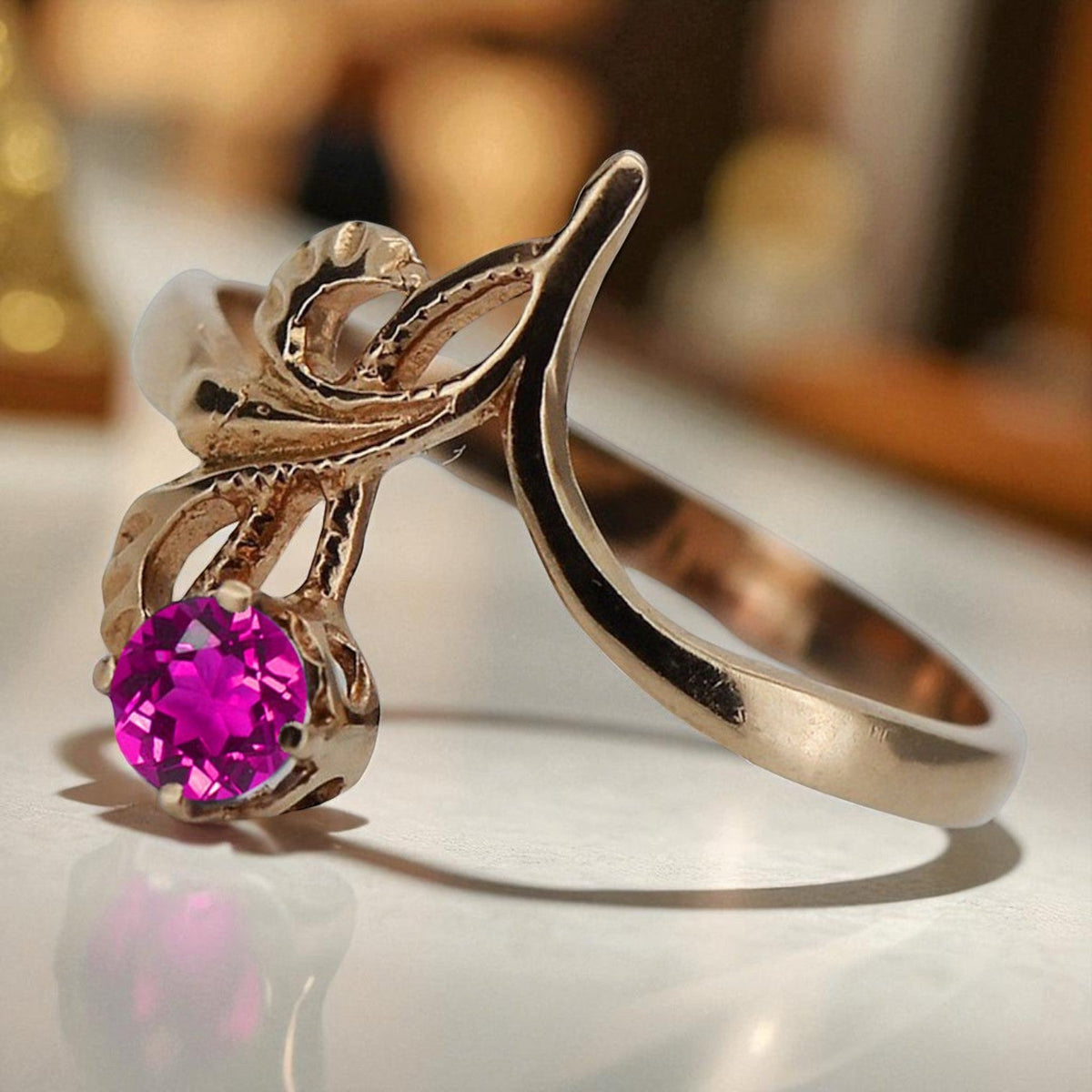 Vintage Amethyst Ring in Rose Gold-Plated Sterling Silver (vrc095rp-am)