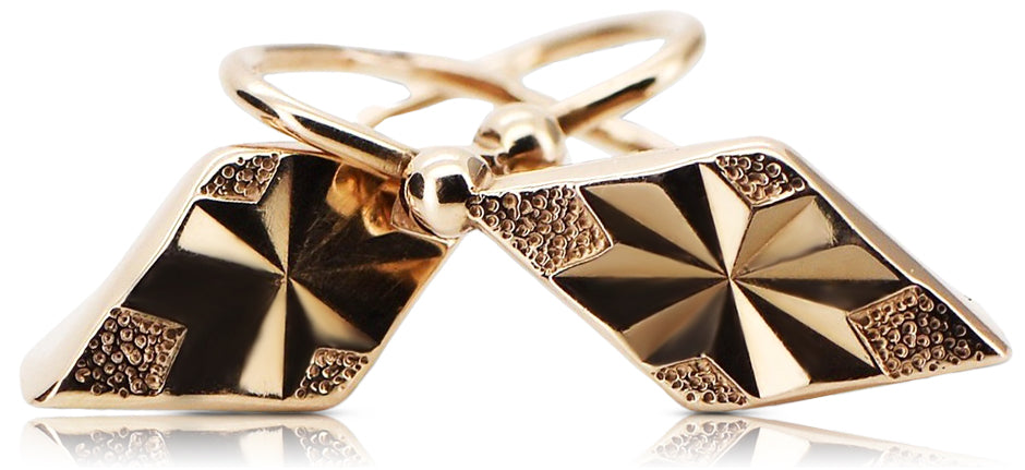 Vintage Square Earrings in 14K Rose Gold (ven060) — view 4