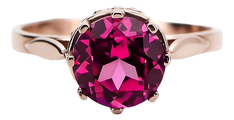 Vintage Ruby Ring in 14K Rose Gold (vrc366r-rb) — side view showing the setting