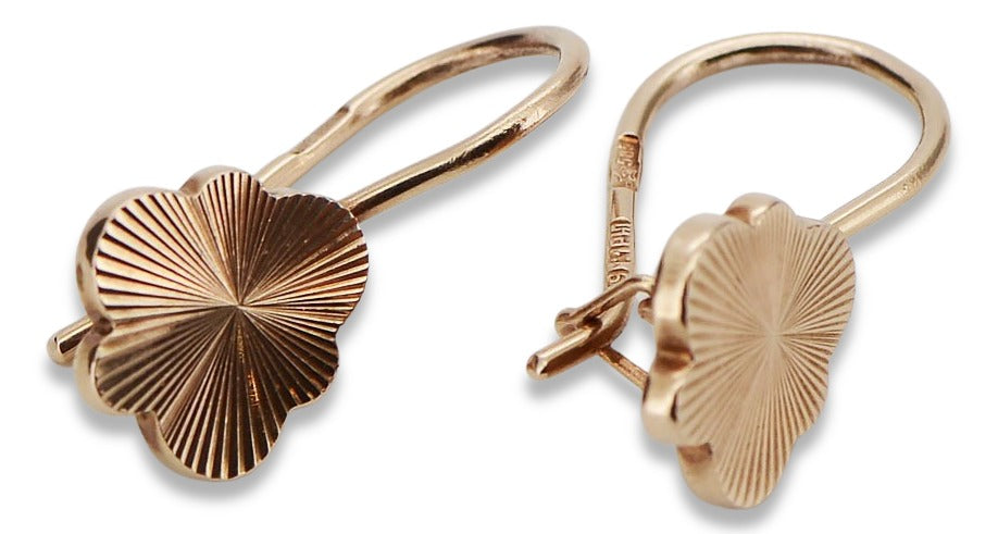 Vintage Leaf Earrings in 14K Rose Gold (ven165) — close-up of the hallmark on the inner band
