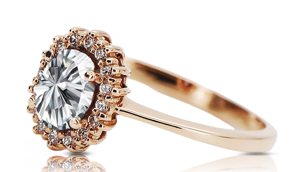 Vintage Zircon Ring in 14K Rose Gold (crc009r-zi) — back view with the clasp