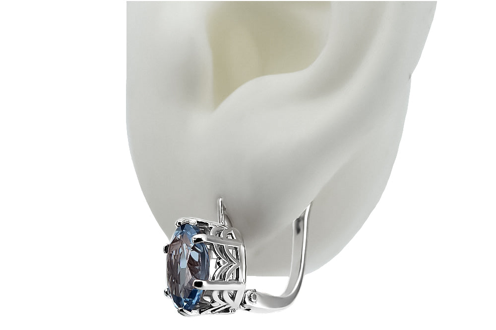 Vintage Aquamarine Earrings in Sterling Silver (vec003s-aq) — full view of the piece