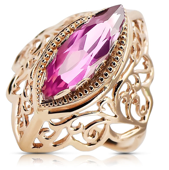 Vintage Amethyst Craft Ring in 14K Rose Gold (vrc017r-am) — full view of the piece
