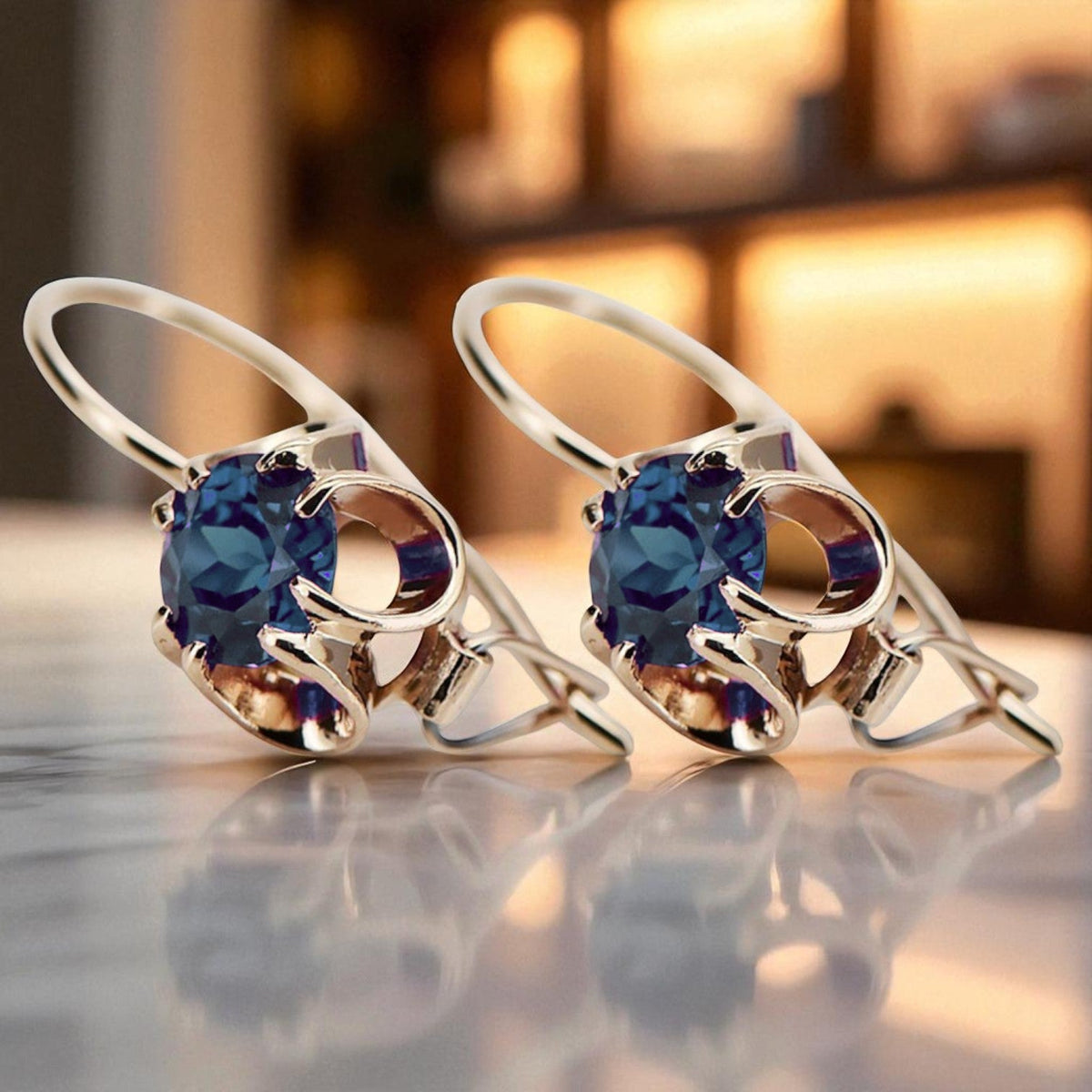 Vintage Alexandrite Earrings in 14K Rose Gold (vec035r-ax)