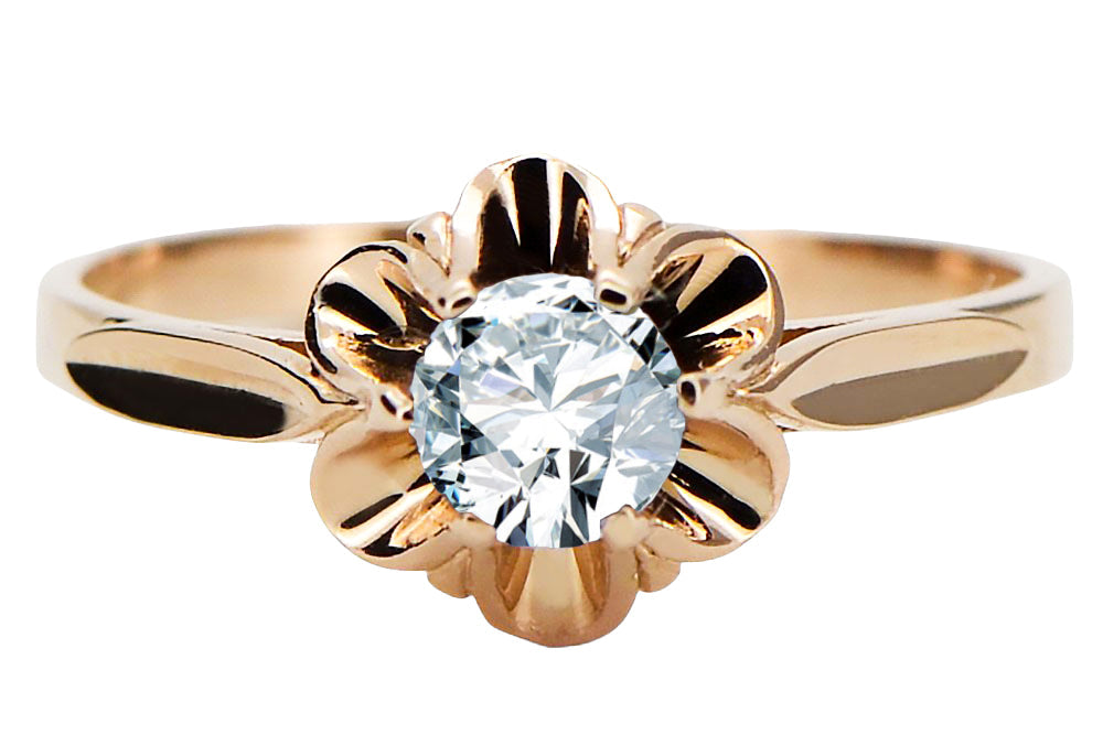 Vintage Zircon Ring in 14K Rose Gold (vrc004r-zi) — full view of the piece