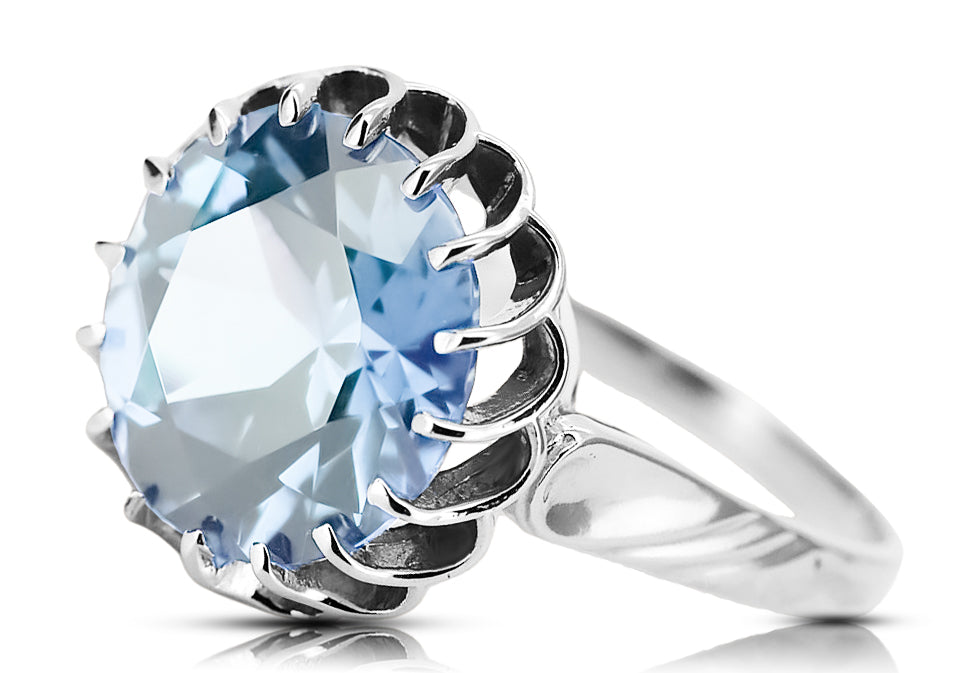 Vintage Aquamarine Craft Ring in Sterling Silver (vrc035s-aq) — close-up of the hallmark on the inner band
