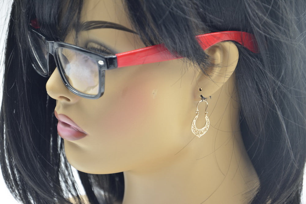 Vintage Gipsy Earrings in 14K Rose Gold (ven075) — close-up of the hallmark on the inner band