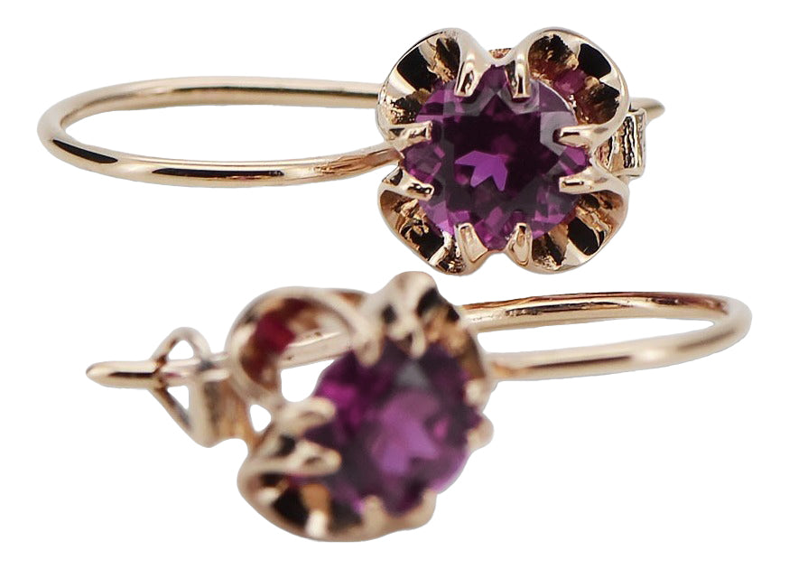 Vintage Amethyst Earrings in 14K Rose Gold (vec035r-am) — view 4