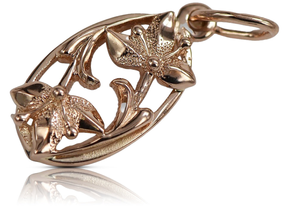 Vintage Leaf Pendant in 14K Rose Gold (vpn012) — view 6