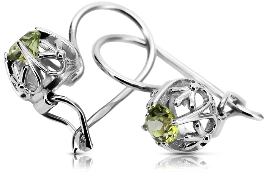 Vintage Yellow Peridot Earrings in Rose Gold-Plated Sterling Silver (vec145s-yp)