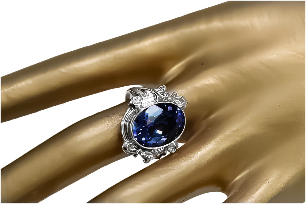 Vintage Sapphire Craft Ring in Sterling Silver (vrc100s-sp) — full view of the piece