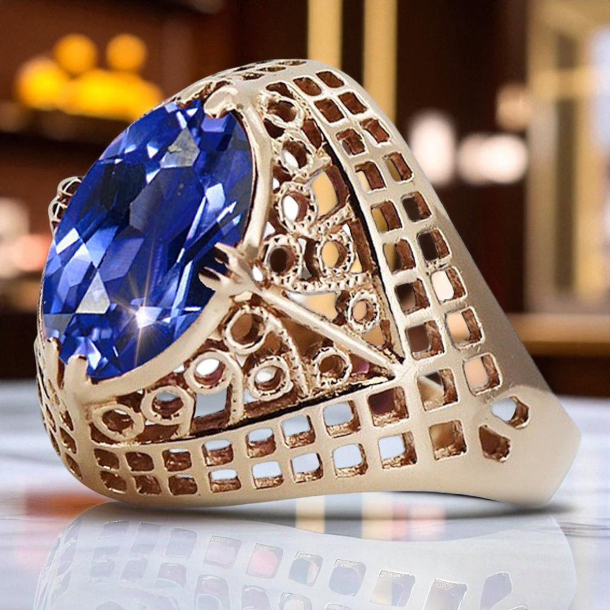 Vintage Sapphire Ring in 14K Rose Gold (vrc030r-sp)