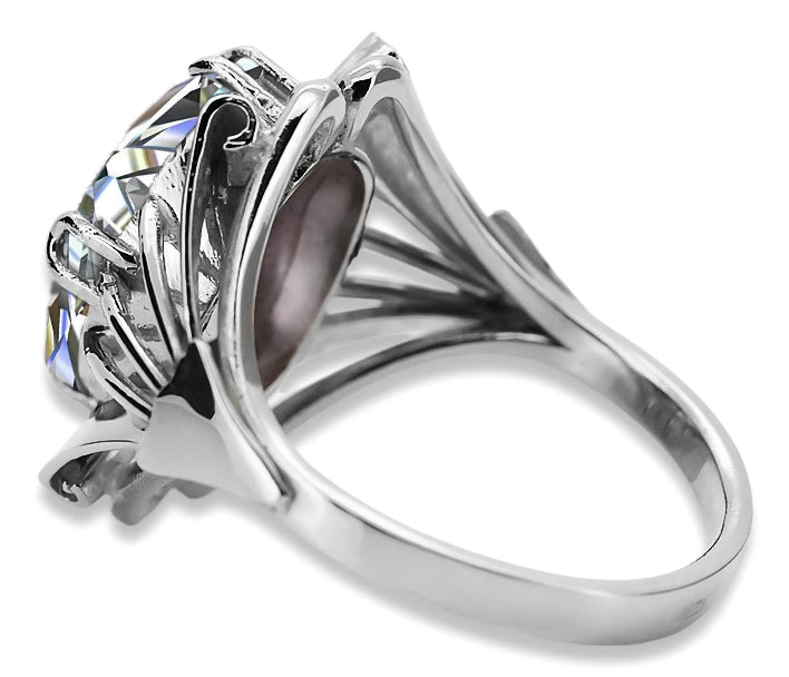 Vintage Zircon Cubic Ring in Sterling Silver (vrc015s-zi) — full view of the piece