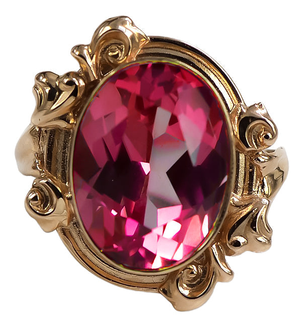 Vintage Ruby Ring in 14K Rose Gold (vrc100r-rb) — close-up of the hallmark on the inner band