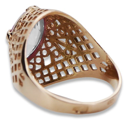 Vintage Zircon Cubic Ring in 14K Rose Gold (vrc030r-zi) — close-up of the hallmark on the inner band