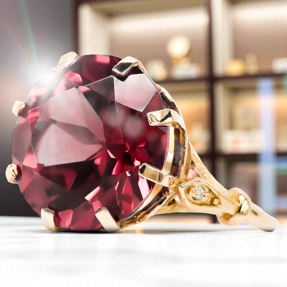 Vintage Ruby Ring in 14K Rose Gold (vrc073r-rb)