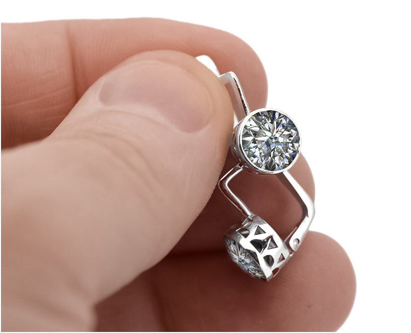 Vintage Zircon Earrings in Sterling Silver (vec107s-zi) — worn on the hand, showing profile