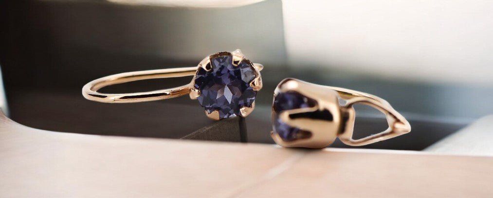 Vintage Alexandrite Earrings in 14K Rose Gold (vec056r-ax) — full view of the piece