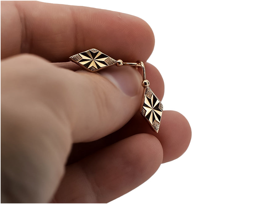 Vintage Square Earrings in 14K Rose Gold (ven060) — view 6