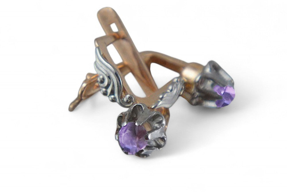 Vintage Alexandrite Earrings in 14K Rose & White Gold (vec150rw-ax)