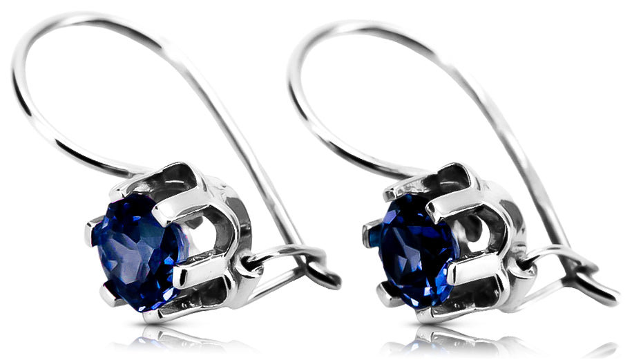 Vintage Sapphire Earrings in Sterling Silver (vec019s-sp)